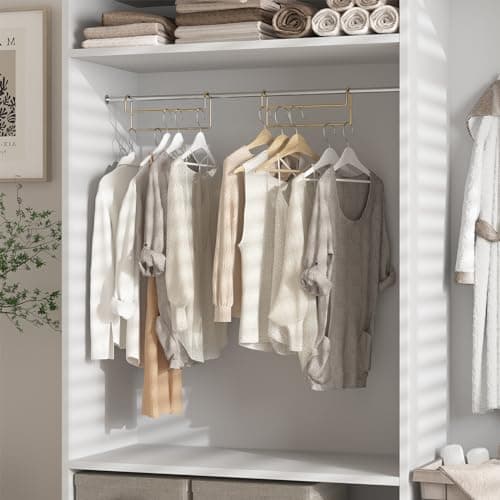 Space Saving Hangers for Clothes: 3 Pack 12 inch Magic Hanger Closet Organizer Metal Heavy Duty Hangers for Shirt Coat Pants Skirt Sorting Storage - Gold - Thumbnail 5