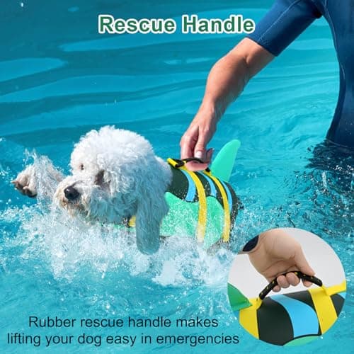 Fragralley Shark Dog Life Jacket, High Buoyancy with Tear-Resistant Nylon, Dog Float Vest for Swimming and Boating, Pet Life Preserver for Small Medium Large Dogs (PFD) - Thumbnail 4
