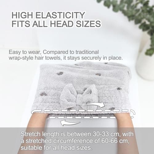 Jseng 3Packs Microfiber Hair Towel for Women - Quick-Drying, Super Absorbent Hair Wrap with Bow Design, Soft Hair Towel Turban for Curly Long Wet Hair - Thumbnail 3