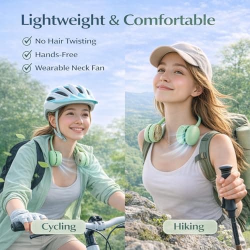 Suzii Portable Neck Fan, Hands Free Wearable Personal Fan with 5 Speeds, Rechargeable Foldable Cooling Fan, 360° Adjustable Lightweight Fan for Travel, Home, Office, Outdoor - Thumbnail 4