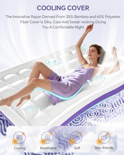 ChiXpace Dual Layer Memory Foam Twin XL Mattress Topper - 2 Inch Gel Egg Crate Foam and 2 Inch Cooling Pillow Top Cover Rayon, Twin Extra Long College Dorm Support - Thumbnail 2