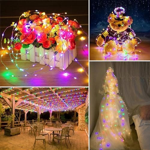 Solar String Lights Outdoor Waterproof 2 Pack Total 66ft 200LED 8 Modes Twinkle Lights Solar Fairy Lights for Patio, Garden Yard Party Wedding Tree Christmas Halloween Decoration, Multicolor - Thumbnail 6