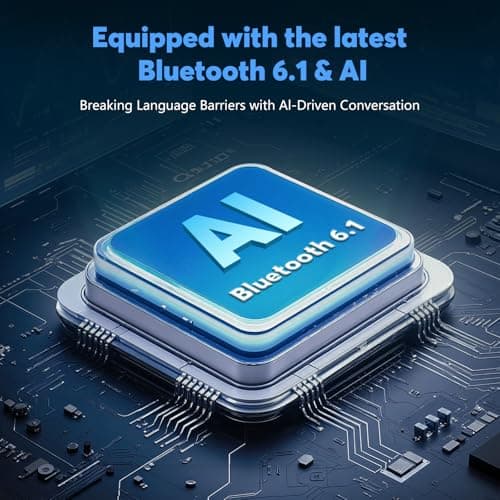 AI Translation Earbuds Real Time - Translator Headphones 198 Languages, Audifonos Traductores Inglés Español Translating Headsets Wireless Bluetooth 6.1 for Travel, Meeting & Learning - Classic Black - Thumbnail 5