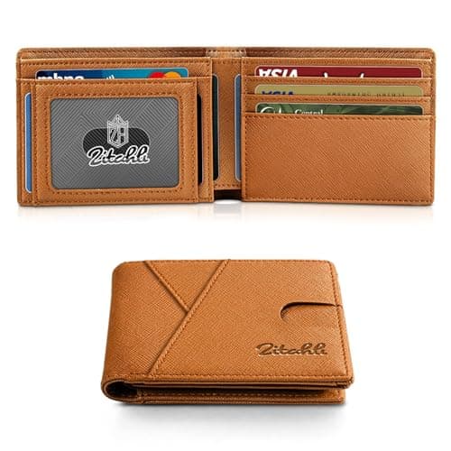 Zitahli Bifold Wallets for Men - Slim RFID Leather Credit Card Holder for 6-11 Cards, Minimalist Thin Wallet with ID Window & Cash Slot,Front Pockt Carteras Para Hombres, Birthday Gifts for Men