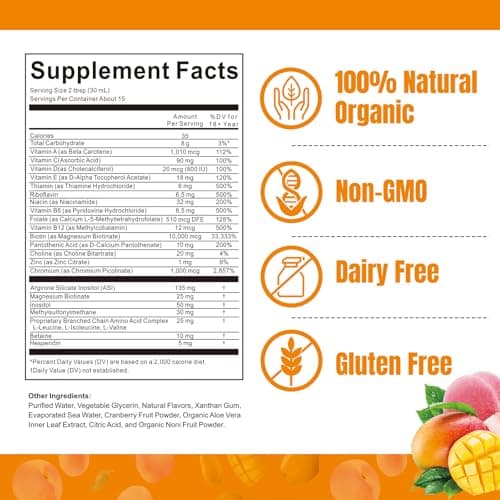 Liquid Multivitamin for Hair Growth | Biotin 10000mcg | Hair & Skin Support Supplement | Clinically Tested for Thicker Hair & Skin Elasticity | Suitable for Women & Men, Ages 18+ | 15.22 Fl Oz (1) - Thumbnail 3
