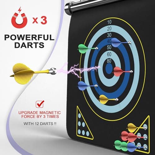 ALREMXUO Magnetic Dart Board for Kids, Outdoor Activities Games Toys for Teenage 6 7 8 9 10 11 12 13 14 15 16 Years, Teen Boys Gift Ideas for Birthday, Room Decor, Cool Stuff, Blue - Thumbnail 3
