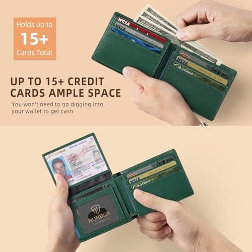 RUNBOX Wallet for Men - Slim Rfid Leather Bifold 2 ID Window With Gift Box Men's Accessories - Thumbnail 5
