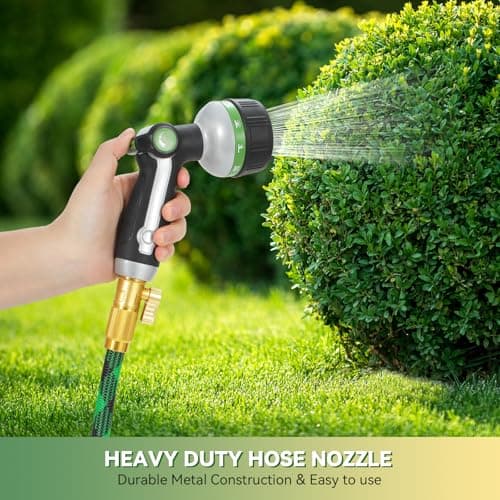 Garden Hose Nozzle Heavy Duty,Metal Water Hose Nozzle with 10 Adjustable Spray Patterns, High Pressure Hose Sprayer Nozzle Thumb Control On Off Valve for Lawn & Plant Watering, Car & Pet Washing - Thumbnail 6