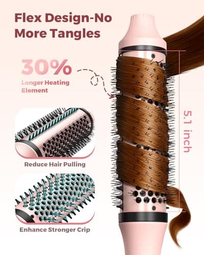 Bopcal Dual Voltage Thermal Brush, 1.5" Heated Round Brush for Smooth Blowout Look, Hot Brush for Volume, Soft Curls & Polished Ends, Negative Ions, 6 Heat Settings, Auto Shut-Off - Thumbnail 6