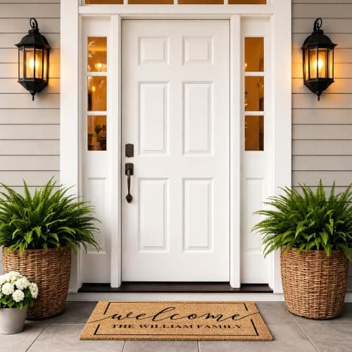 Fincekoom Personalized Natural Coco Coir Door Mat with Heavy Duty Backing Custom Non-Slip Front Door Welcome Mats for Outside Entrance or Porch Entry Housewarming Gift for Home Decor - Thumbnail 6