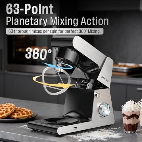 Stand Mixer Body with Stainless Steel Cladding Pro-Grade Powerful Kitchen Mixer for Baking Bread Dough Cake 10+p Speed Tilt-Head Electric Food Mixer With 6.5QT Bowl Dough Hook Wire Whisk Flat Beater - Thumbnail 3