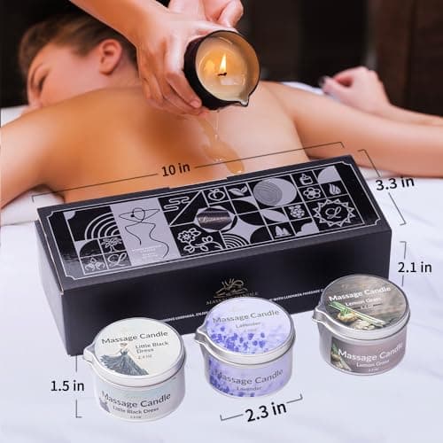 Massage Candle 3 Pack Soy Wax Low Temp Body Aromatherapy 6.9oz - Thumbnail 3