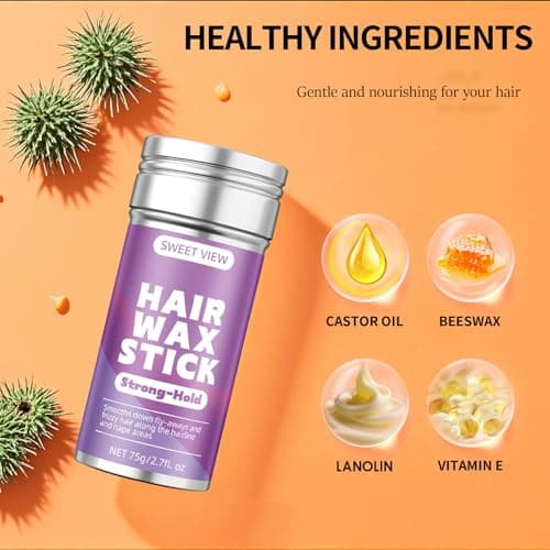 SWEET VIEW Hair Wax Stick & Slick Back Hair Brush for Tame Flyaways, Frizz, Sleek Ponytails, Buns | Pomade/Balm/Gel Stick for Woman, Styling Accessories for Girls - Thumbnail 5