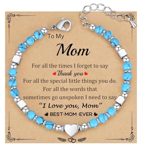 Btysun Gifts for Mom, Mom Birthday Gifts Stocking Stuffers for Adults Bracelets for Women Nature Stone Gemstone Bracelets for Mama Birthday Gift for Her - Image 1