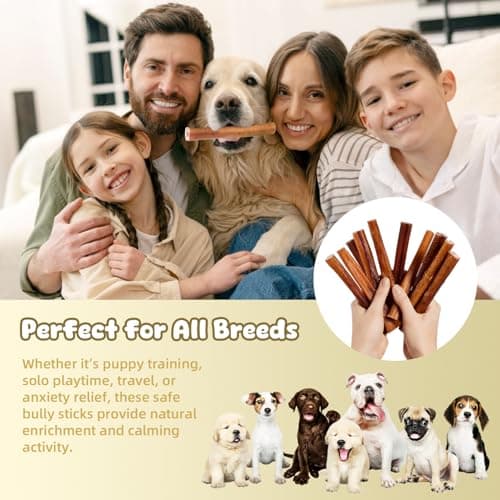 Bully Sticks for Dogs 6 Inch Beef Collagen Dog Chews for Large Dogs, Medium and Small Breeds Healthy Bully Bones Long Lasting Chew Treats for Aggressive Chewers Low Odor Rawhide Free Dental Treats - Thumbnail 4
