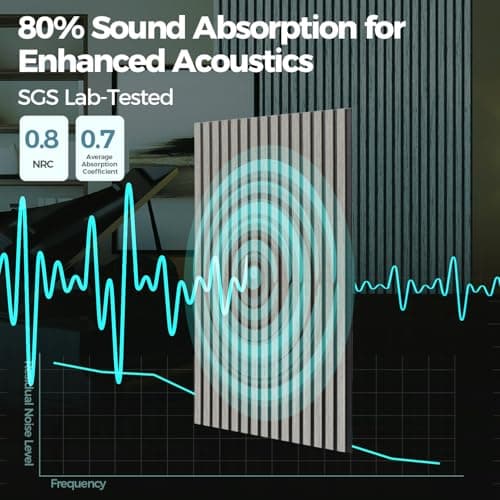 AKUMAX Acoustic Wall Panels for Bedroom Living Room, 2 Pack Wood Panel for Wall, 31 ft² Real Wood Veneer Extra Thick 3D Slat Wall Panels 47.2 x 23.6, Decorative Sound Absorbing Panels(Grey Oak) - Thumbnail 4