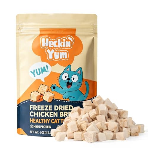 Heckin Yum Freeze Dried Chicken Cat & Dog Treats, Single Ingredient, Healthy Cat Snacks & Food Toppers for Picky Cats, 4 oz - Image 1