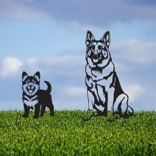 Metal Garden Dogs German Shepherd Stakes(2 Pack), German Shepherd Garden statue for Women/Men Dog Lovers Gifts for Lawn Ornaments, Garden Decorations, Yard Art - Image 1