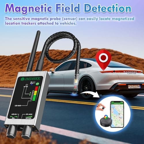 JMDHKK M8000 Hidden Camera Detector, Camera Finder,Bug Detector, Magnetic Tracker Detector, Portable Privacy Protection Device for Travel, Hotels, Vehicles, Offices, and Fitting Rooms (Silver) - Thumbnail 3