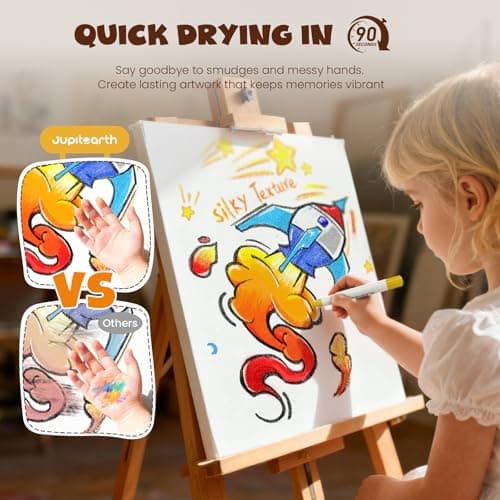 JUPITEARTH 18 Colors Rocket Tempera Paint Sticks with 120 PDF Coloring Pages, Quick Drying, Non-Toxic and Washable Paint Sticks for Kids and Students, Art Supplies for Drawing on Paper and Canvas - Thumbnail 4