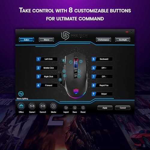 Wired Mouse for Gaming – USB Computer Mouse with 8 Programmable Buttons, 6 Adjustable DPI , Mechanical Switches, Rapid Fire & Sniper Buttons, Compatible with PC and Laptop – Black (Wicked Widow) - Thumbnail 3