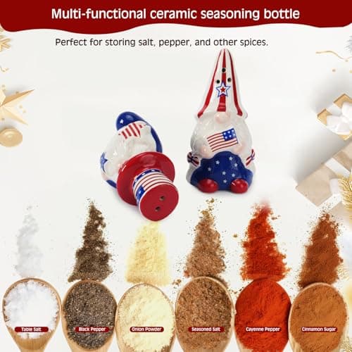Hand-Painted Gnome Salt and Pepper Shakers Set (2-Pack) Easter Table Decor,Fun Kitchen Spice Dispensers,Novelty Farmhouse Gnome Ornament for Home & Holidays - Thumbnail 3