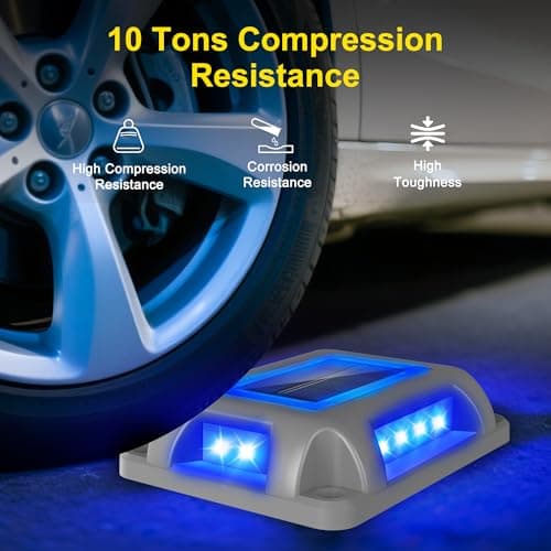 T-SUN Blue Solar Dock Lights, 12 Pack Aluminum Driveway Marker Lights, IP65 Waterproof 360° LED Poolside Edge Lighting for Boat Dock, Deck, Patio, Driveway - Thumbnail 3