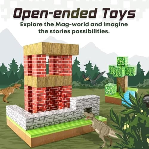 Large Magnetic Blocks 1 inch Magnetic Building Blocks for Kids Age 3-5 5-7 6-8, Magnet Learning Sensory Toys, Game Inspired Building Craft, Holiday Toys Easter Gifts, Mine Magnet World Stacking Cubes - Thumbnail 4