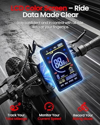 ADISTAR 16" Electric Bike for Adults & Teens – 750W Peak Motor 27.8MPH, 48V 15Ah Battery 60 Miles, 3.0 Fat Tire Ebike, Full Suspension, 4 Riding Modes - Thumbnail 6