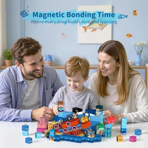 VNLINA Magnetic Building Blocks for Kids - 154Pcs Magnetic Cubes STEM Montessori Sensory Toys Set Creative Gift for Boys Girls Ages 3 4 5 6 7 8 9 10+ - Thumbnail 6