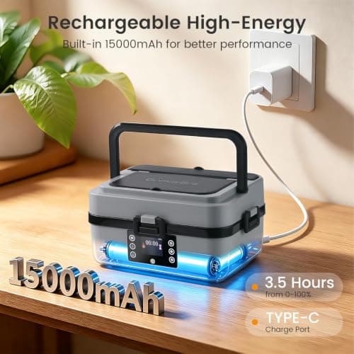 GOMAYBOX Electric Heated Lunch Box with Ice Pack,5.5-Cups,212℉ Max, Insulated Bag Included, Battery Powered Food Warmer for Travel, Portable Cordless Food Container for Adult Rechargeable Bento Box - Thumbnail 3