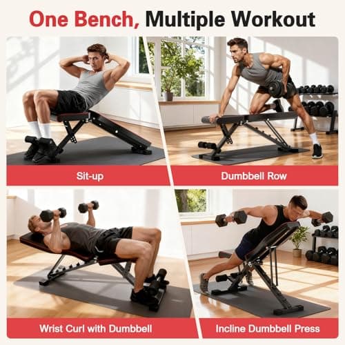 ALSO GO Adjustable Weight Bench, 660LBS Multifunctional Workout Benches, Foldable Incline Decline Bench Press, Full Body Strength Training Equipment for Home Gym - Thumbnail 5