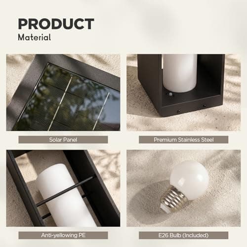 Linkmoon Outdoor Lights for Patio, IP65 Solar Lanterns Outdoor Waterproof, Dusk to Dawn Floor Lamp with 3000K LED, Solar Powered Landscape Lighting for Garden, Yard, Deck, Backyard, Porch and Path - Thumbnail 2