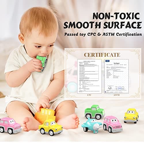 LASCOTON Toys for 1 2 3 Year Old Girl, 5-in-1 Carrier Truck for Toddler Girl, Friction Power Toy Cars with Light & Sound, Birthday Gifts, Pink - Thumbnail 5