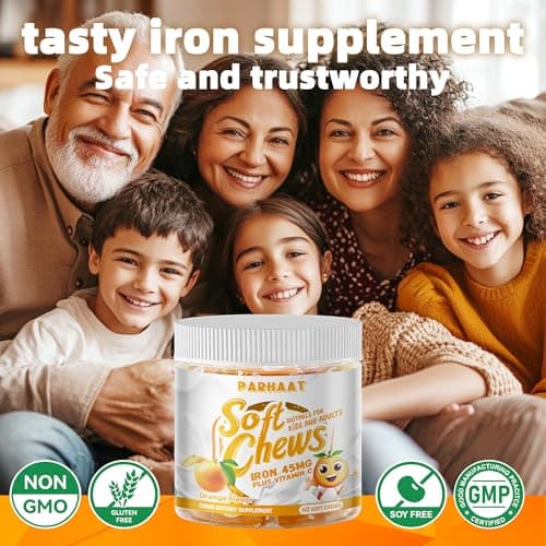 Parhaat Iron Soft Chew Supplement with Vitamin C | Orange Flavored | Gluten Free | Iron Supplement for Women Men and Kids | 60 Count | 2 Month Supply - Thumbnail 6