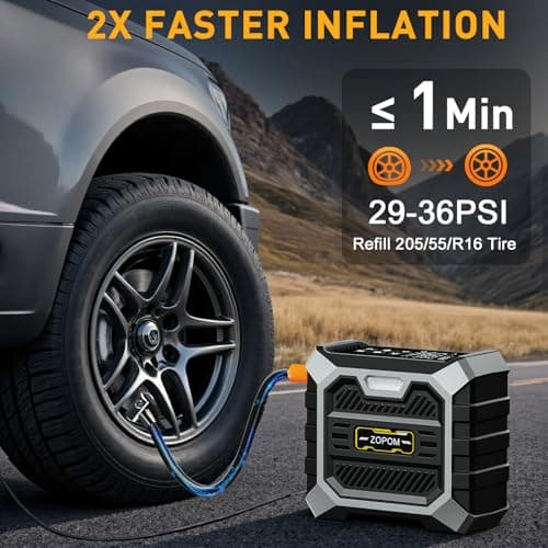 ZOPOM Tire Inflator Portable Air Compressor DC 12V Air Compressor Portable with Digital Pressure Gauge Air Pump for Car Tires - Car Accessories Bike, Motor - Thumbnail 2