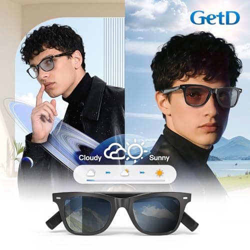 GetD 2026 AI Glasses for Men & Women, Smart Glasses Powered by ChatGPT, AI Real-time Translation with 145 Languages, 11H Music Play, Bluetooth Glasses with Photochromic Lens for Daily Use, Travel - Thumbnail 5