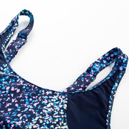 Hanna Nikole Plus Size Bathing Suits Adjustable Strap U Neck Two Pieces Tankini Swimsuits for Women Tummy Control with Shorts Navy Blue & Colorful Dots 24 W - Thumbnail 4