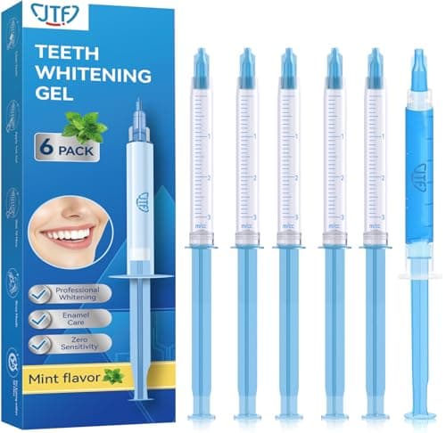 JTF Teeth Whitening Gel Kit: 35% Carbamide Peroxide Removes Stains from Coffee, Wine & Smoking, Safe for Sensitive Teeth & Gentle on Enamel - with 5 Whitening Gels and 1 Remineralization Gel, Mint - Image 1