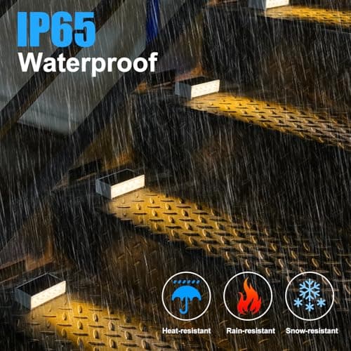 T-SUN Solar Step Light 3000K Solar Stair Lights Outdoor Waterproof LED Step Lights for Outside Stair Deck Pathway Patio Porch Warm White 6 Pack - Thumbnail 5