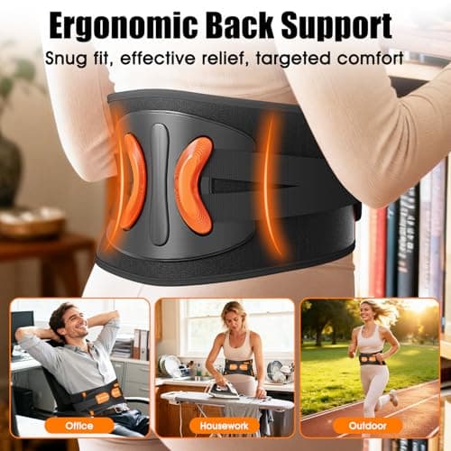 Cordless Heating Pad for Back with Massager, 10000mAh Battery Operated Portable Heated Belt with Vibration, Birthday Fathers Day Dad Gifts for Men, Rechargeable Electric Back Massager for Lower Back - Thumbnail 6