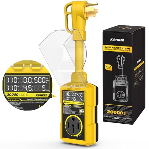 Kohree RV Surge Protector 50 Amp, RV Power Surge Voltage Protection, RV Adapter Plug with Real-Time Circuit Analyzer Smart Auto Shut Off LED Large Screen for Travel Trailers Camper, 50A 16000J-Yellow - Image 1