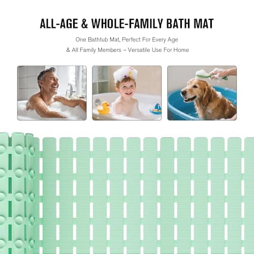 MBOSS Bath Tub Shower Mat Non Slip Bathtub Mats for Bathroom Shower Floor Mat Bath Mats for Shower Tub Anti Slip Shower Mat with Drain Hole and Large Suction Cups (Mint Green, 27.5 X 15.7 Inch) - Thumbnail 5