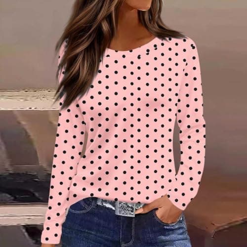 Womens Base Layer Tops Long Sleeve Fall Clothes Pink Medium - Thumbnail 3