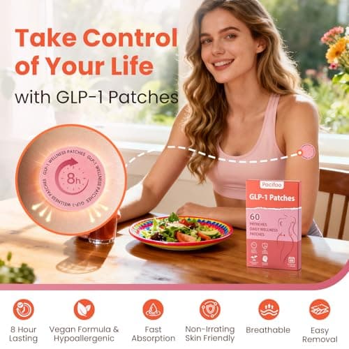 Pacifoo GLP-1 Patches for Women & Men - Natural Ingredients Support with Berberine, Pomegranate, L-Glutamine & Cinnamon, 8-Hour Daily Wear, Plant-Based, 60 Patches 2-Month Supply - Thumbnail 2