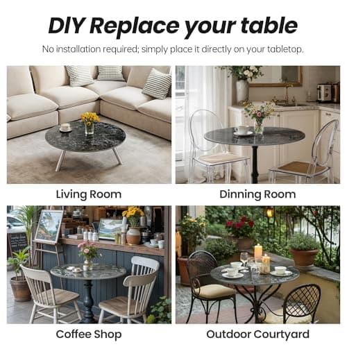 SSTBLEV 23.6″ Round Sandstone Sintered Stone Table Top - Heat Resistant Waterproof for Dining Table, Office Desk, Bar, Patio - Thumbnail 6