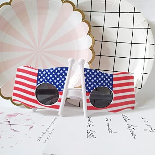 JAKADYUKS American Flag Glasses 8pcs, Fourth 4th of July Party Accessories, USA Veterans Day decoration Memorial Day Patriotic Party Favors, Red White and Blue Photo Booth Props - Thumbnail 2