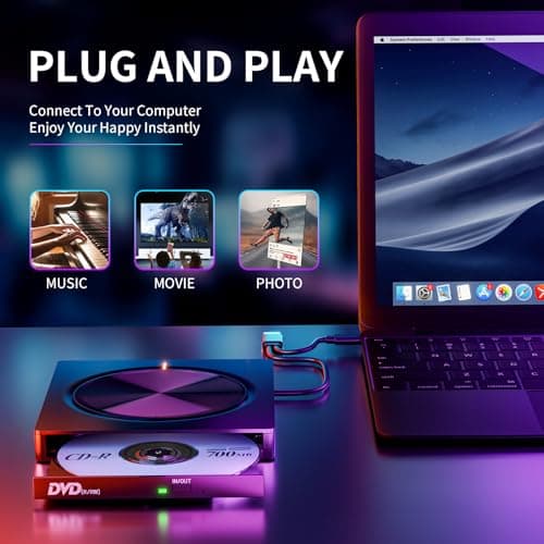 Umaniy External CD/DVD Drive,8 in 1 DVD Player for Laptop,USB 3.0 Portable DVD Reader Writer ROM Drive,CD Burner External Disk Drive Compatible with Laptop Desktop Mac,Windows 11/10/8/7 - Thumbnail 5