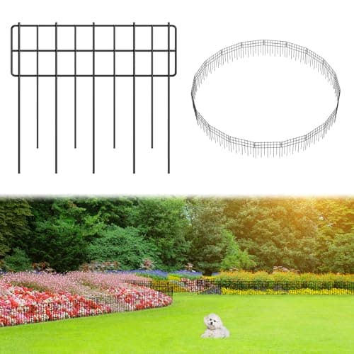 Decorative Fence Panel, 12.99"*11.97" No Dig Fences Barrier, Small Garden Fence Animal Barrier, Garden Border Edging Fences, Square 19 Pcs Black Metal Fencing, Dog Fencing Blocker for Yard, Flower Bed - Image 1