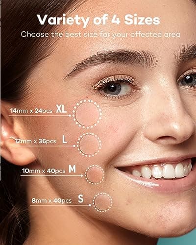 TKTK Pimple Patch Acne Patch, 4 Sizes 140 Patches Acne Absorbing Cover Patch, Hydrocolloid Invisible Acne Patches for Face Zit Patch Acne Dots Tea Tree, Calendula Oil - Thumbnail 2